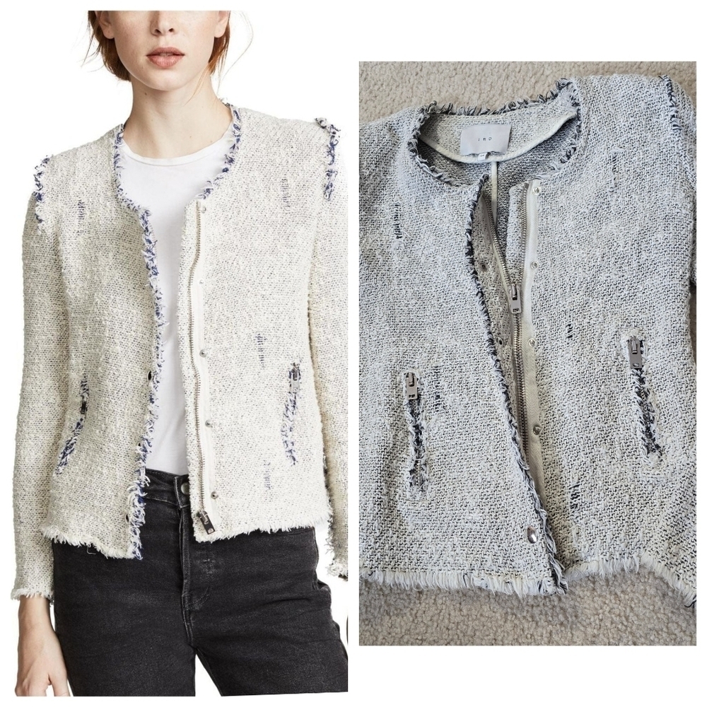 IRO Distressed "Agnette" Tweed Jacket Size EU 34 US XS SMALL